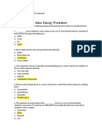 Solar Energy Worksheet: Instructions: Complete The Following Statement Choosing The Answer That You Consider The Best