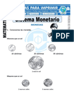 Ficha de El Sistema Monetario para Primero de Primaria PDF
