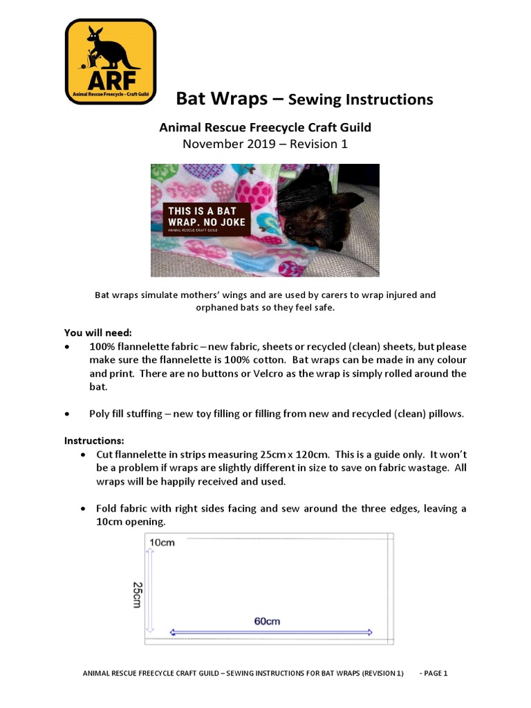 Bat Wrap Sewing Instructions | PDF