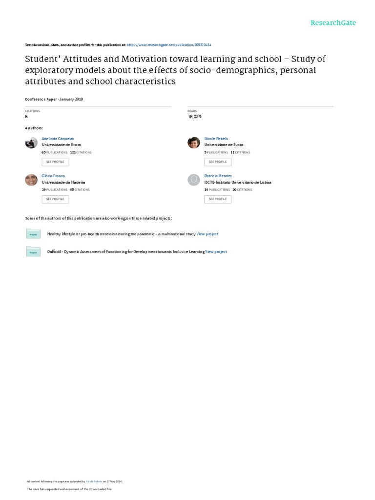 Student Attitudes and Motivation Study | PDF | Attitude (Psychology ...