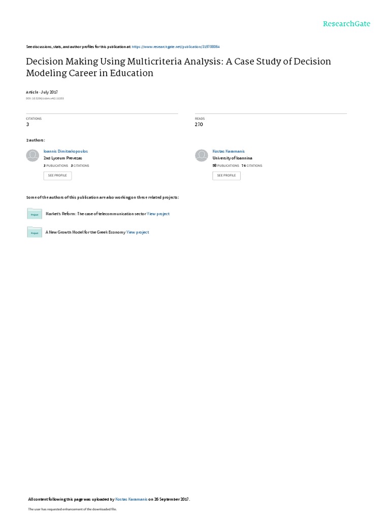 Decision Making Using Multicriteria Analysis A Cas | PDF | Decision ...