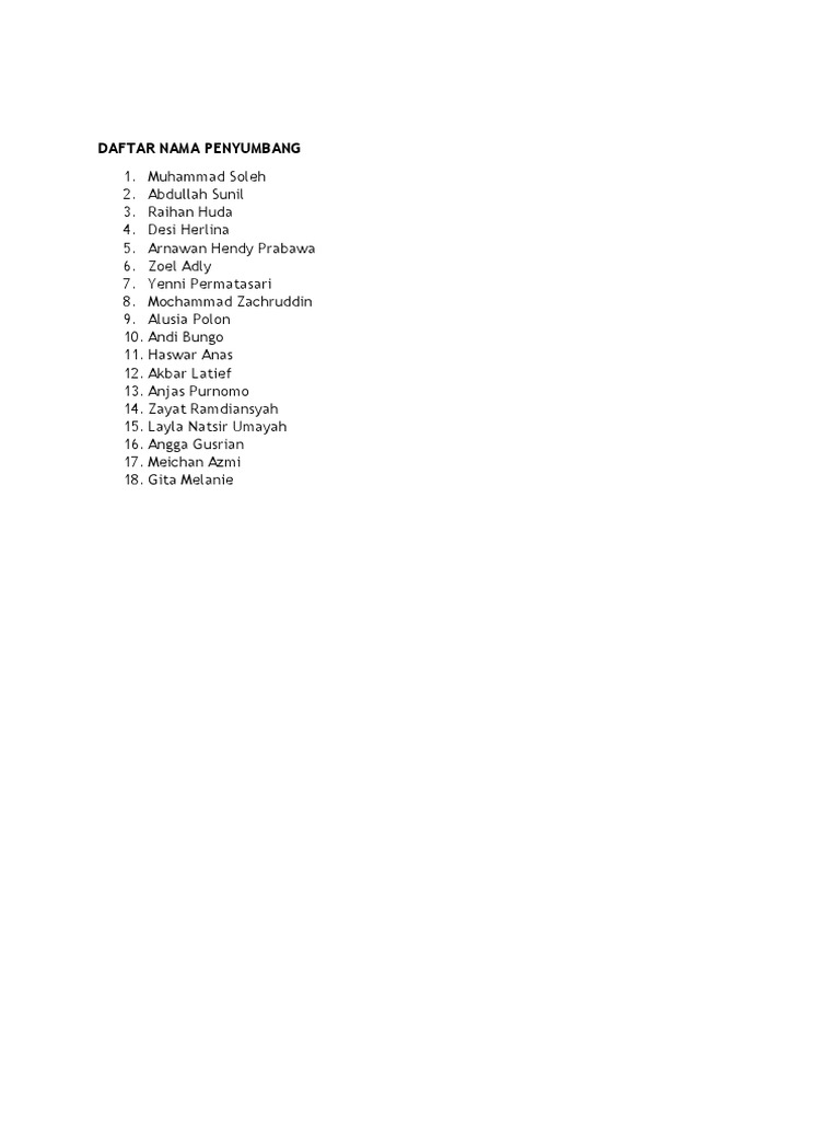 Daftar Penyumbang: Zayat Ramdiansyah | PDF | Sains & Matematika