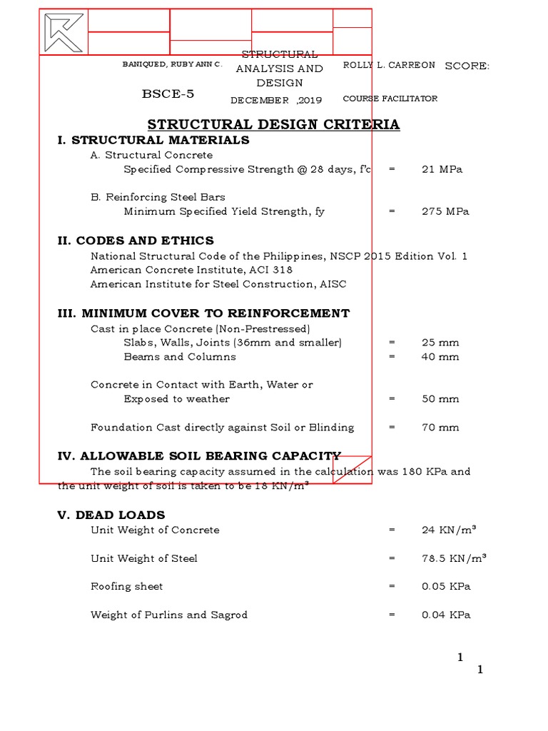 Design Criteria PDF Concrete Architectural Elements