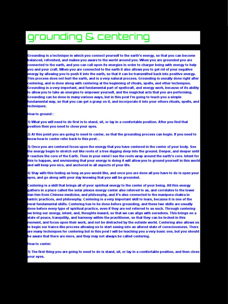 Grounding & Centering PDF Spirituality Religious Behaviour And