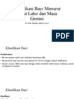 Klasifikasi Bayi Menurut Berat Lahir Dan Masa Gestasi