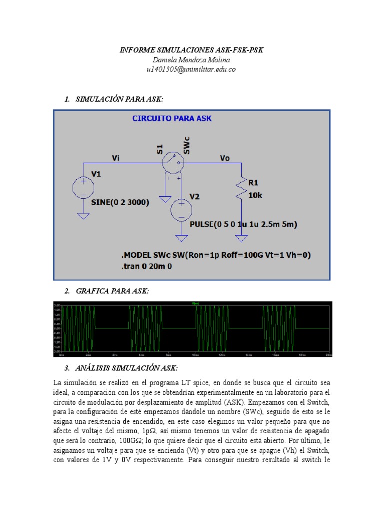 Informe Simulaciones Ask PSK FSK | PDF | Ingeniería en ...