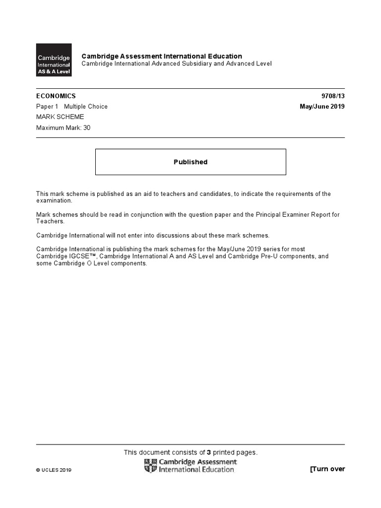 Cambridge Assessment International Education: Economics 9708/13 May ...