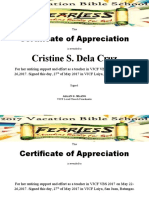 Certificate of Appreciation: Cristine S. Dela Cruz