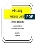 E-Learning Resource Center: Schedule of Personnel