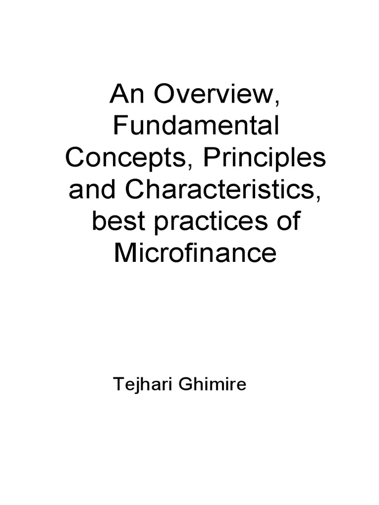 Overview of Microfinance Principles | PDF | Microfinance | Loans