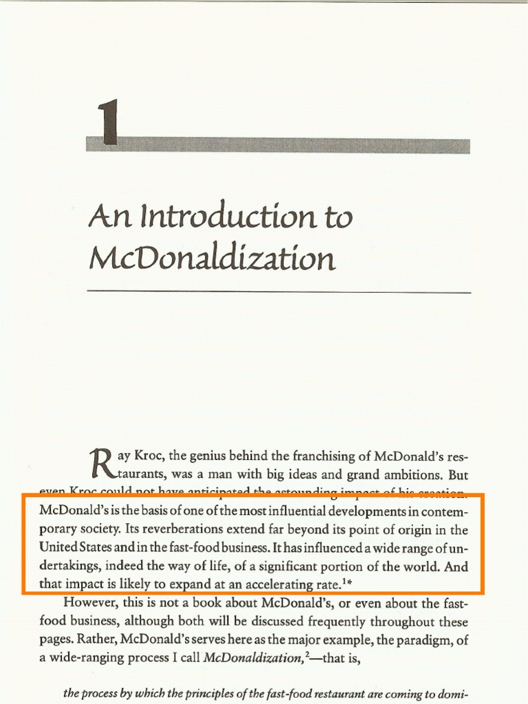 the mcdonaldization thesis