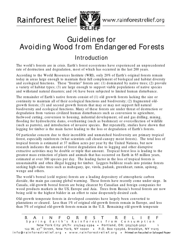 Guidelines PDF PDF Habitat Destruction Forests