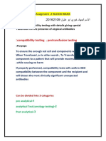 compatibility testing pretransfusion testing:: Assigment .2 BLOOD BANK نايلع وبا يريخ داهج/ مسلاا 20162109