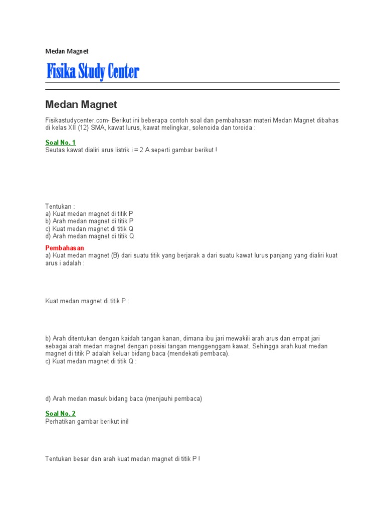 Koleksi Contoh Soal Solenoida Dan Toroida Lengkap Dikdasmen