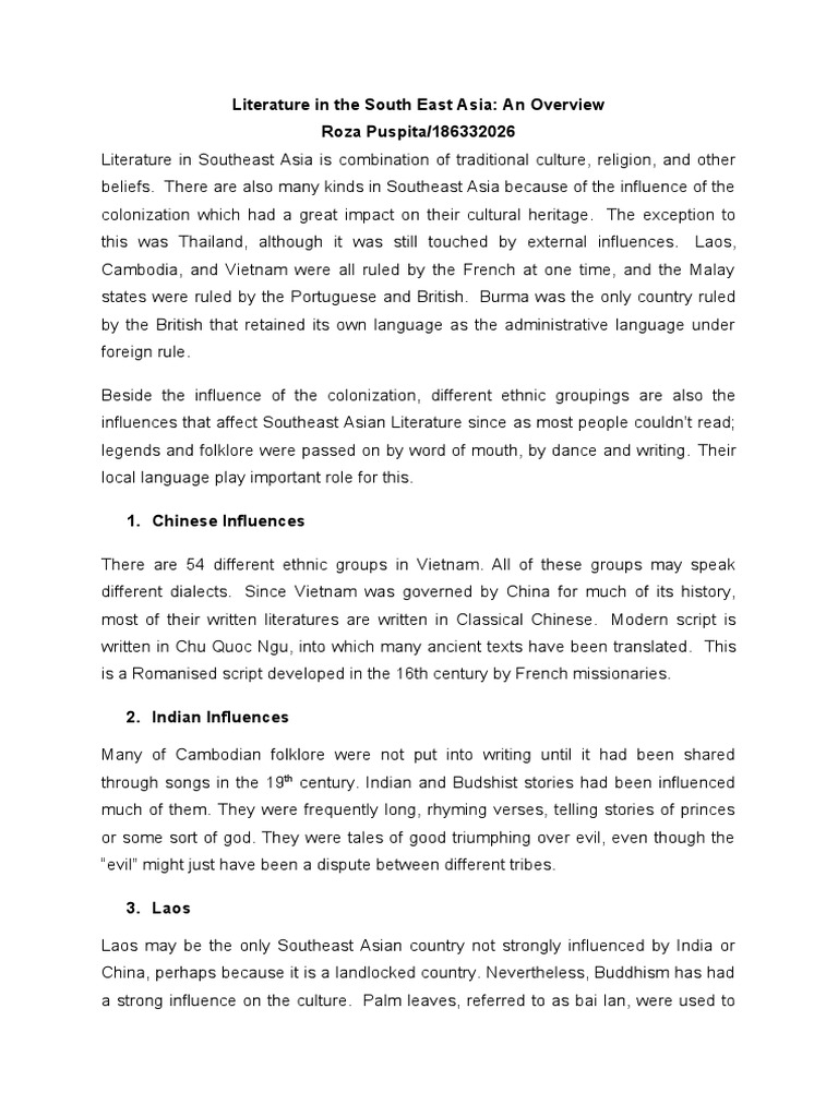 Overview of Southeast Asian Literature | PDF | Southeast Asia | Sanskrit