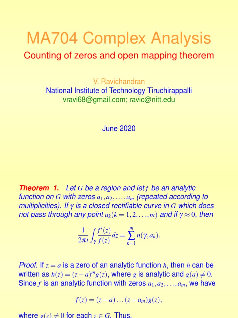 Advanced Complex Analysis | PDF | Complex Analysis | Functions And Mappings