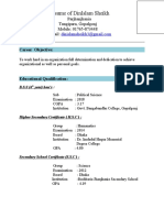 Resume of Dinislam Sheikh: Parjhanjhania Tungipara, Gopalgonj Mobile: 01765-873448 E-Mail