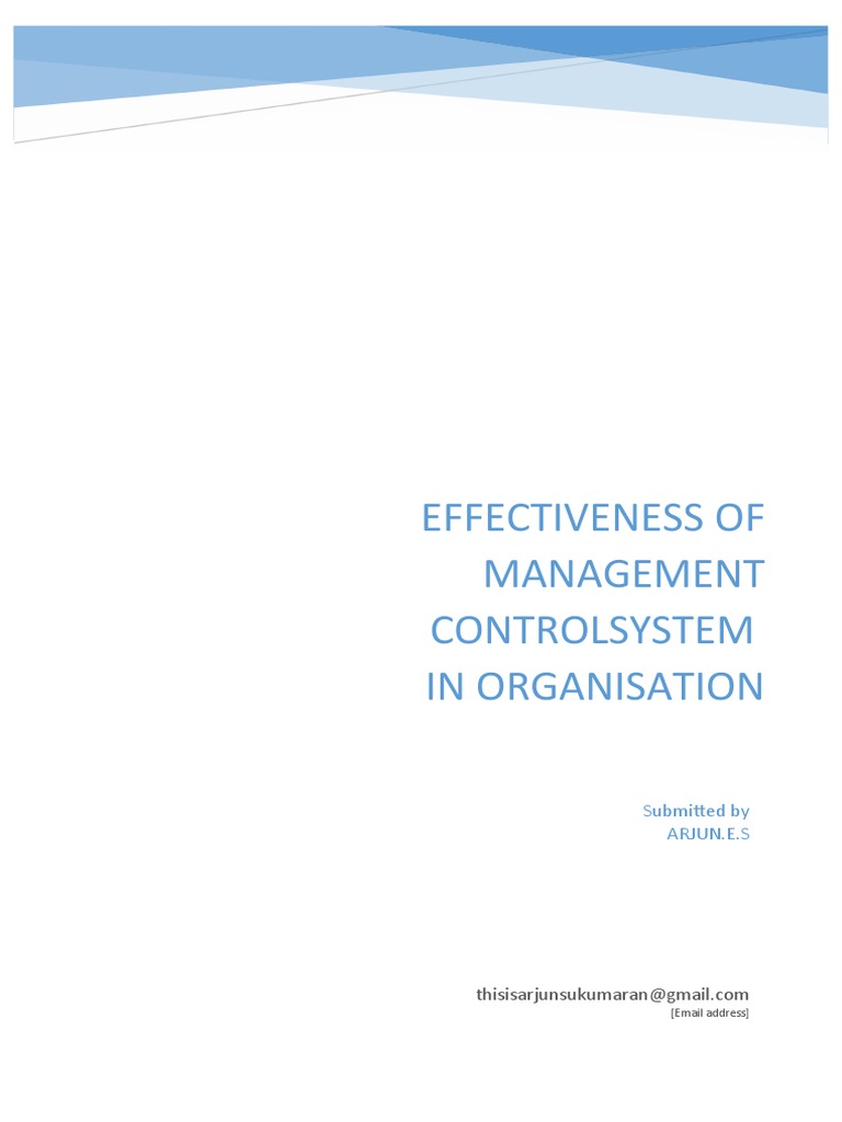 Effectiveness of Management Control Systems | PDF | System | Business