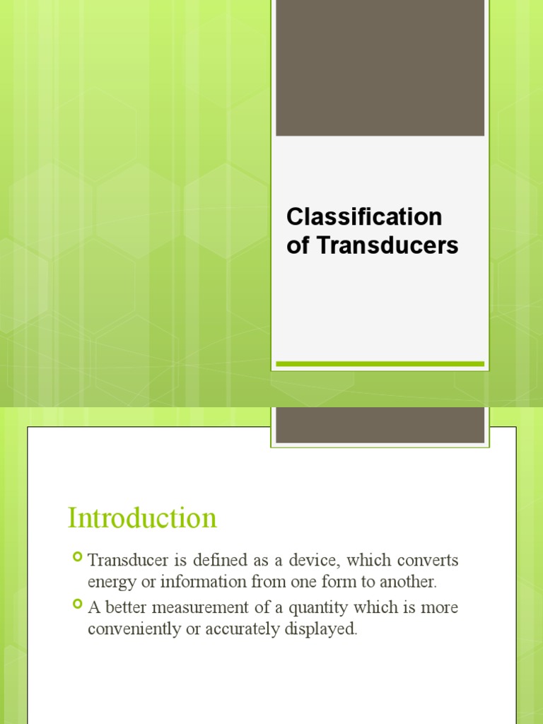 Classification of Transducers PDF Capacitor Electrical Resistance