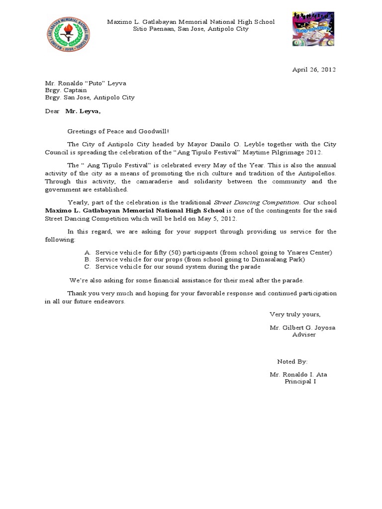 Support Request for Tipulo Festival 2012 | PDF
