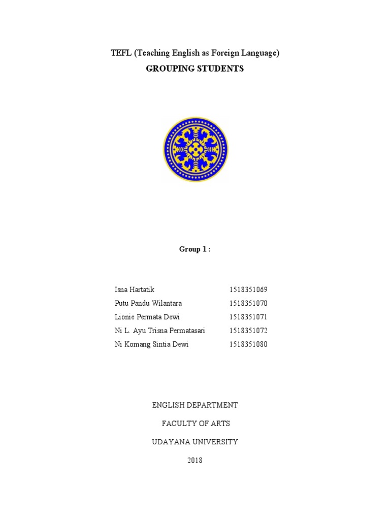 TEFL (Teaching English As Foreign Language) : Grouping Students | PDF ...