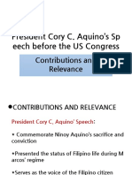 President Cory C. Aquino's SP Eech Before The US Congress: Contributions and Relevance
