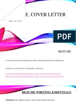 Resume, Cover Letter SOP