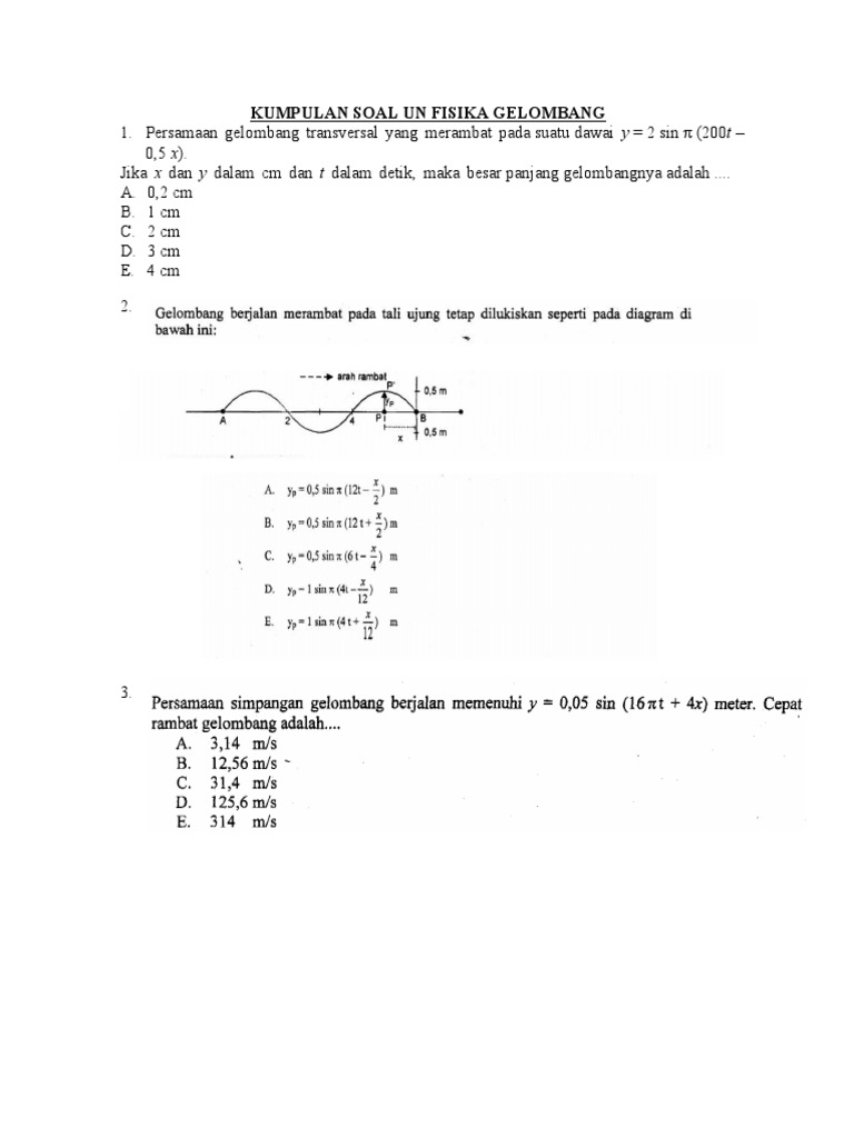 Kumpulan Soal Un Fisika Gelombang