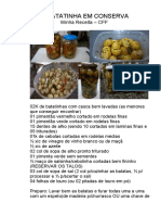 Receita Batatinha em Conserva Caseira