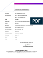 Batch Test Certificate: For Berger Paints India LTD
