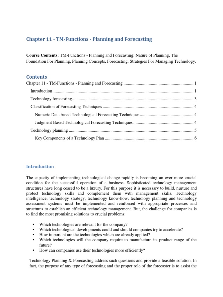 Planning and Forecasting in Technology | PDF | Forecasting | Planning