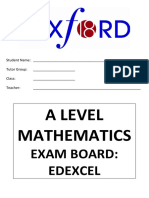 A Level Mathematics Exam Board: Edexcel