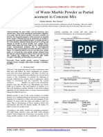 Review On Use of Waste Marble Powder As Partial Replacement in Concrete Mix