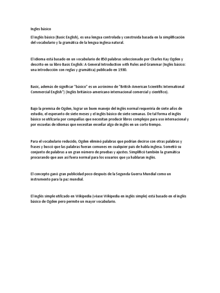 Introducción al Inglés Básico de Ogden | PDF | Artes del Lenguaje y ...