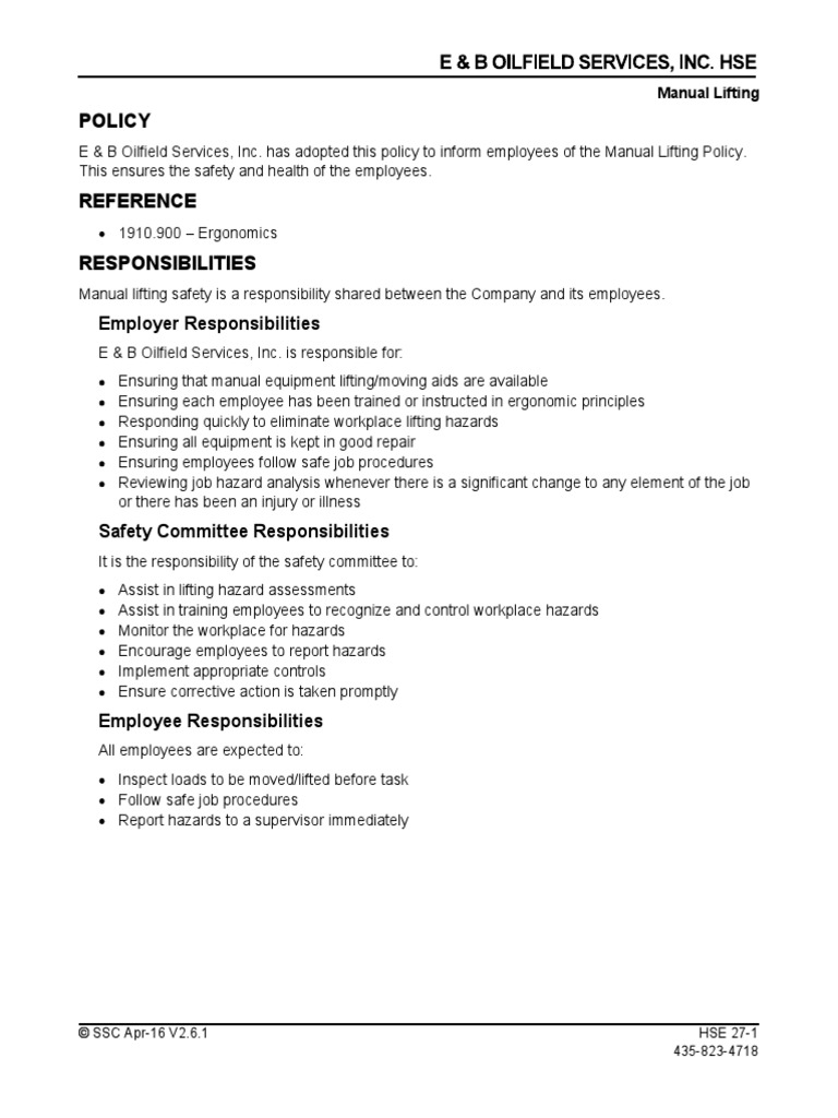 Policy Reference Responsibilities | PDF | Human Factors And Ergonomics ...