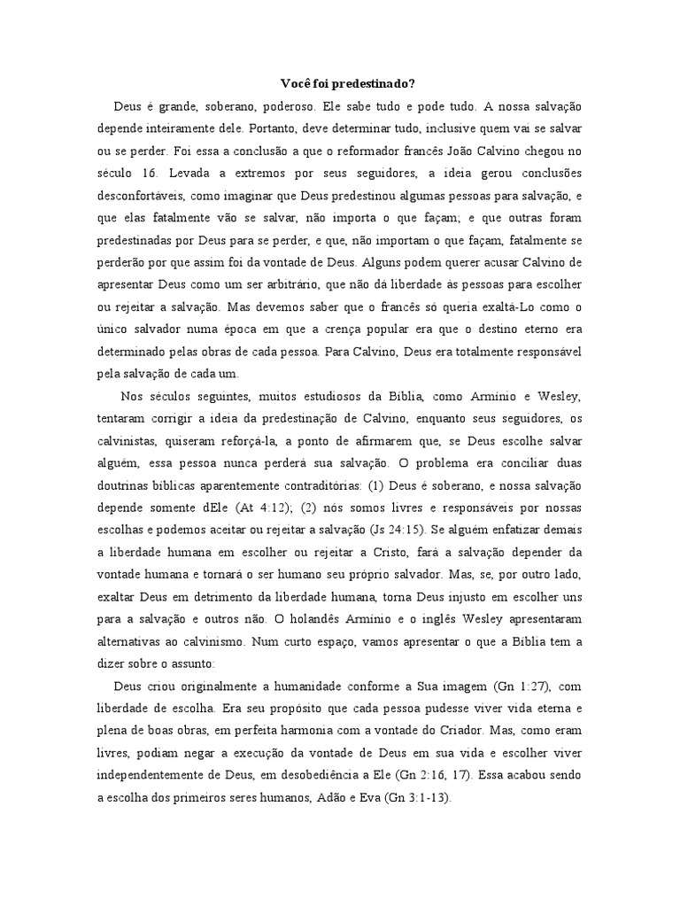 Você Foi Predestinado | PDF | Salvação | Predestinação
