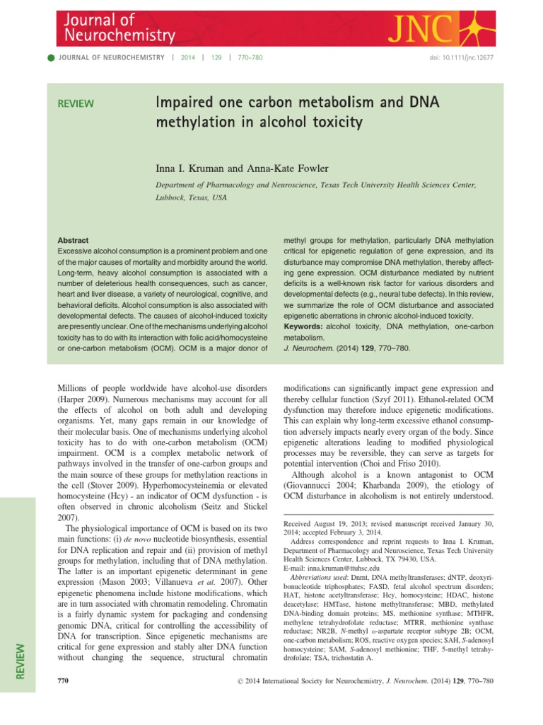 2014 - Kruman & Fowler - Impaires One Carbon Metabolism and DNa ...