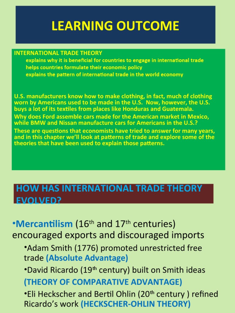 Evolution of International Trade Theories | PDF | Comparative Advantage ...