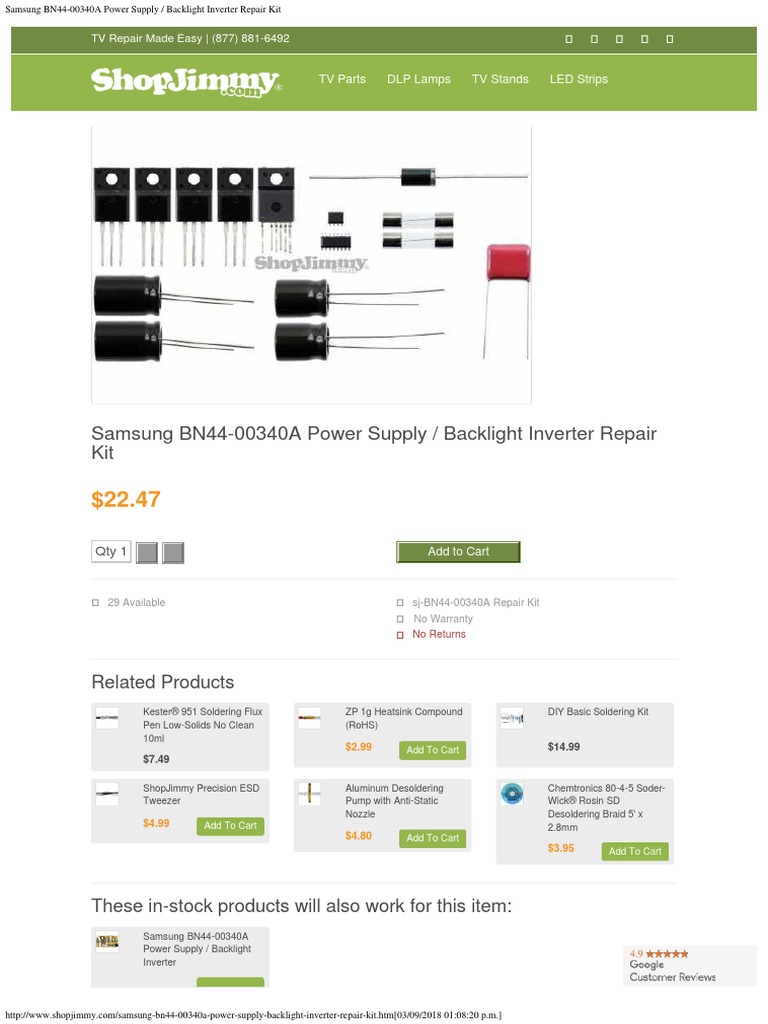 BN44-00340A Power Supply Backlight Inverter Repair Kit PDF | PDF ...