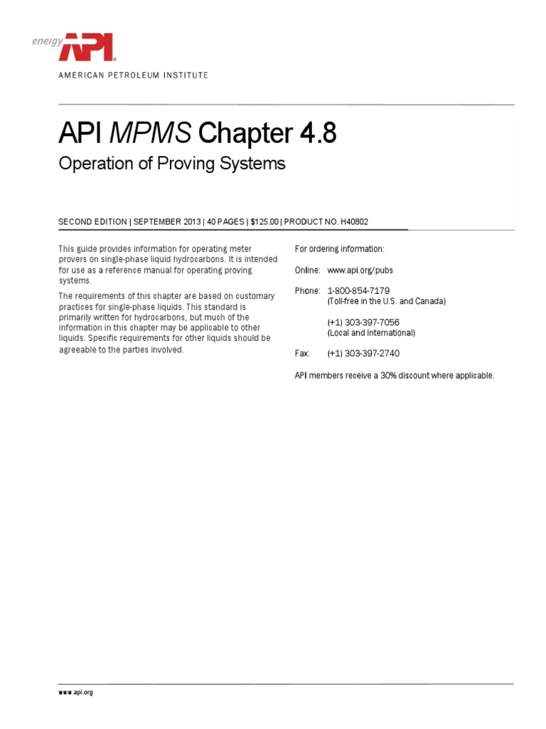 Api Mpms 48 Operation Of Proving Systems Pdf Pdf Gases