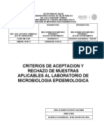 Procedimiento ME P 007 Criterios de Aceptacion Lab. de Microbiologiaepidemiologica