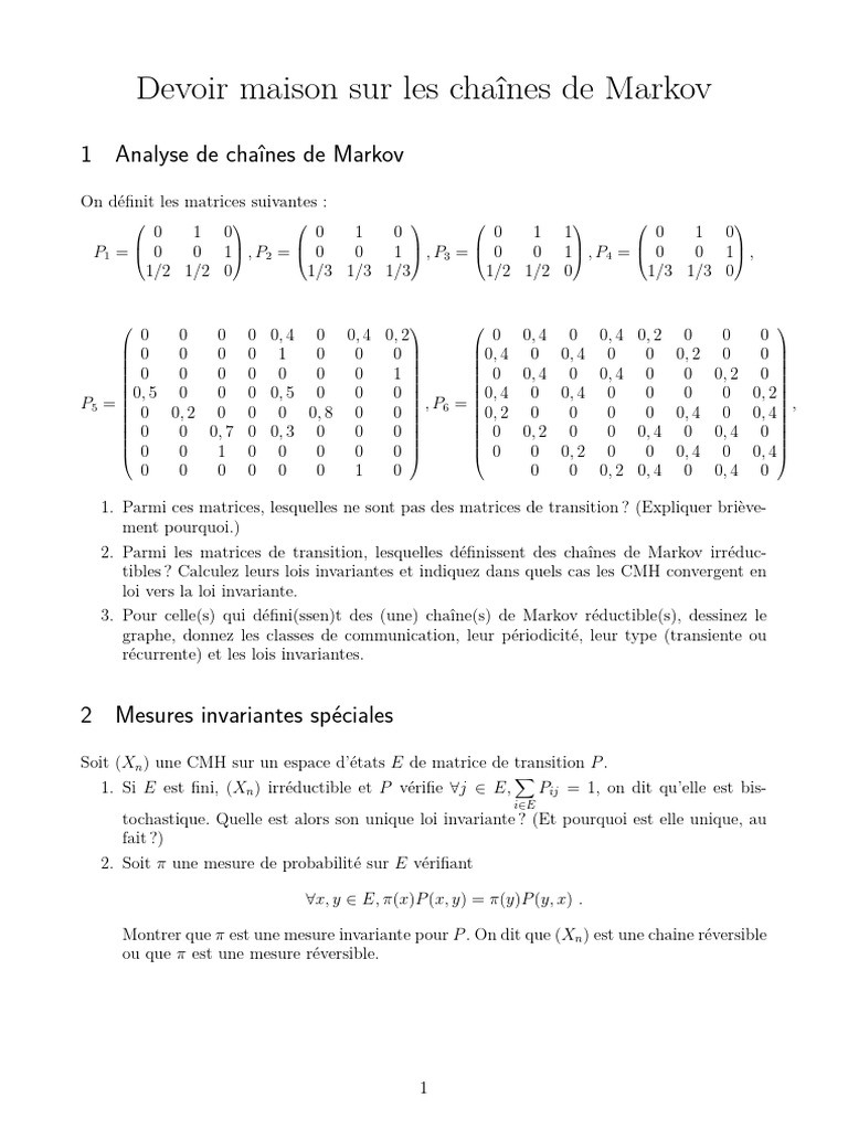 Analyse des chaînes de Markov et MCMC | PDF | Chaîne de Markov | Analyses