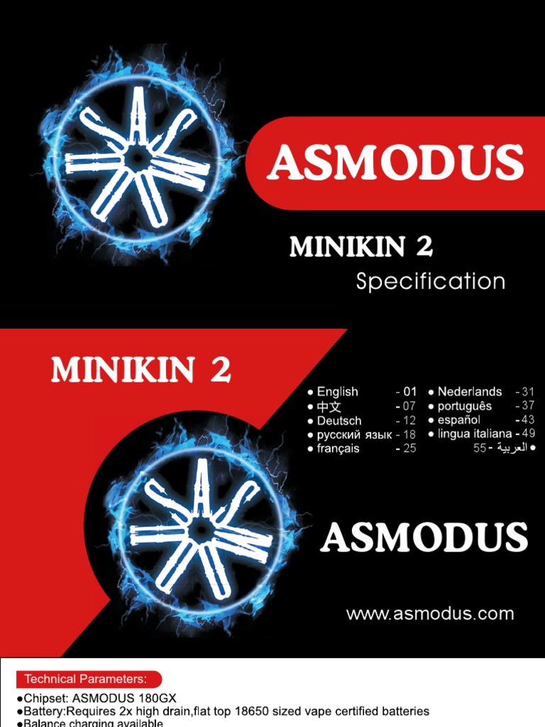 Asmodus Minikin 2 User Manual | PDF | Rechargeable Battery | Lithium Ion  Battery
