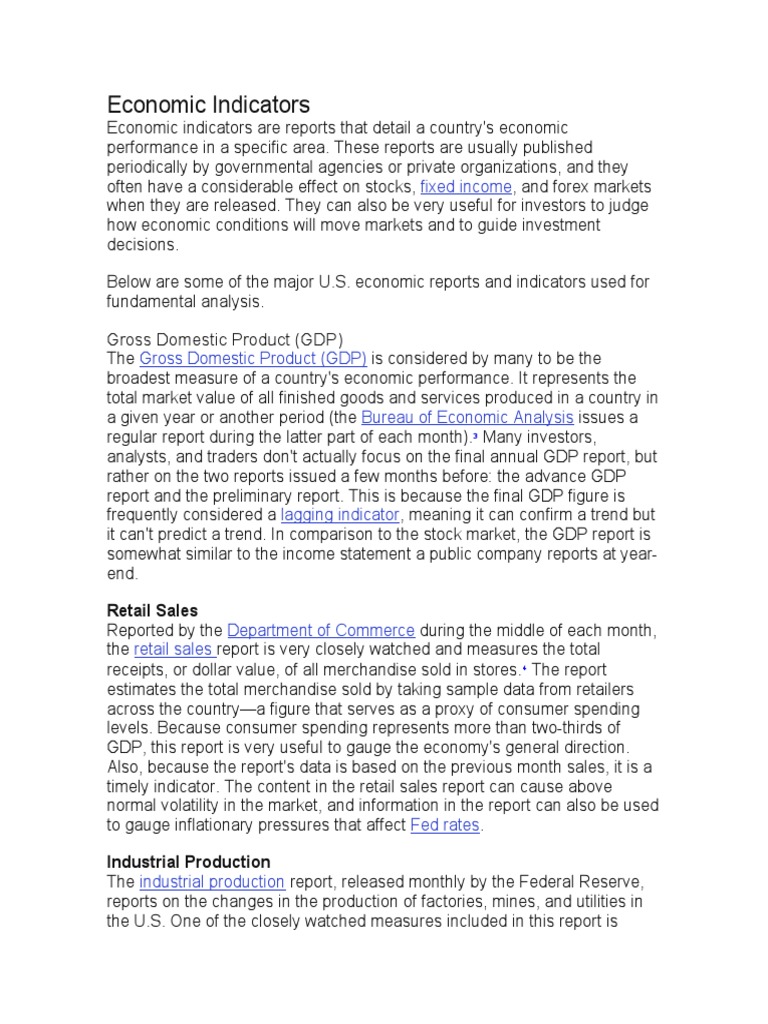Economic Indicators PDF Consumer Price Index Gross Domestic Product