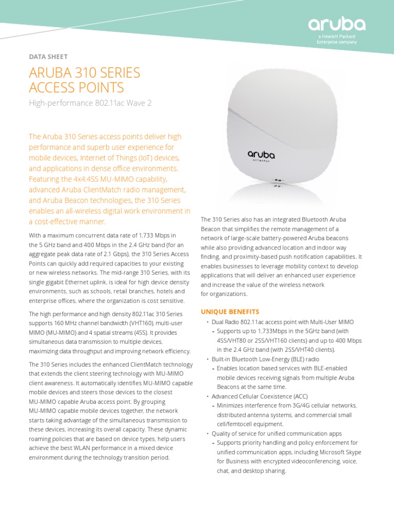 Aruba 310 Series Campus Access Points – RVPZ