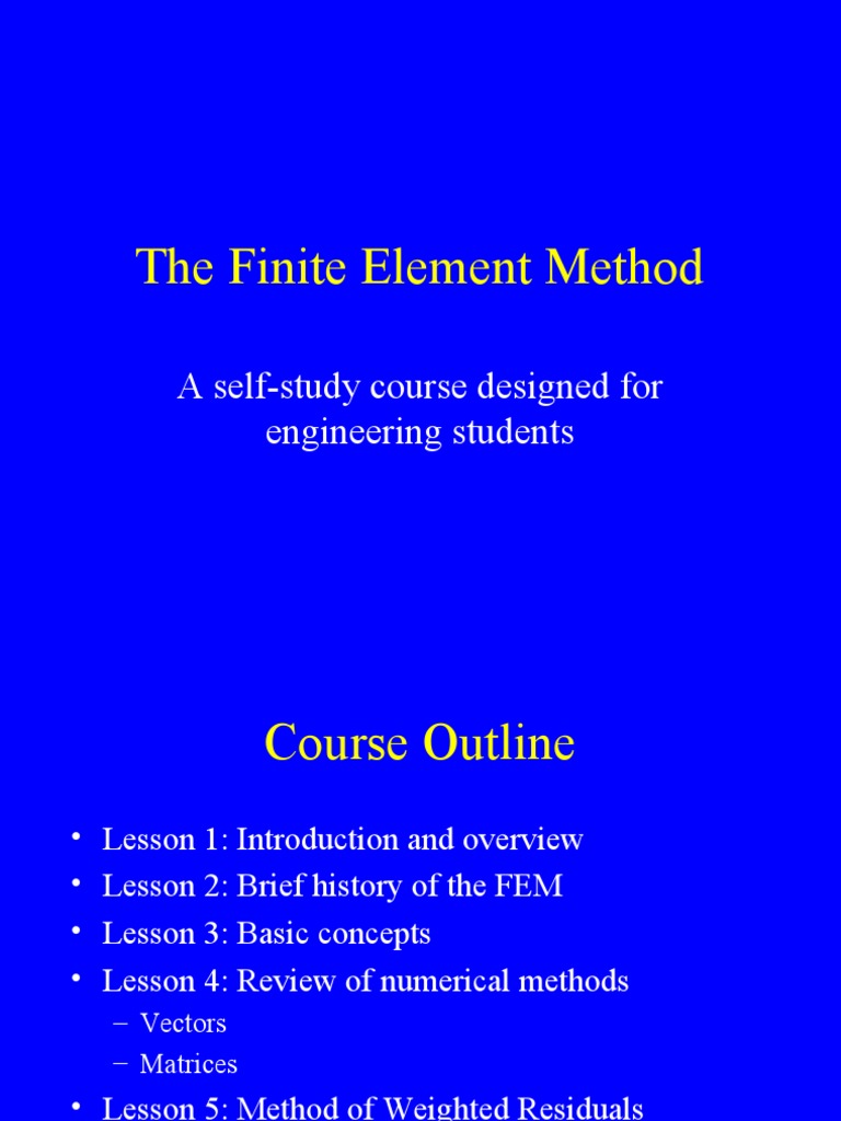 Finite Element Method Course Outline | PDF | Science & Mathematics ...