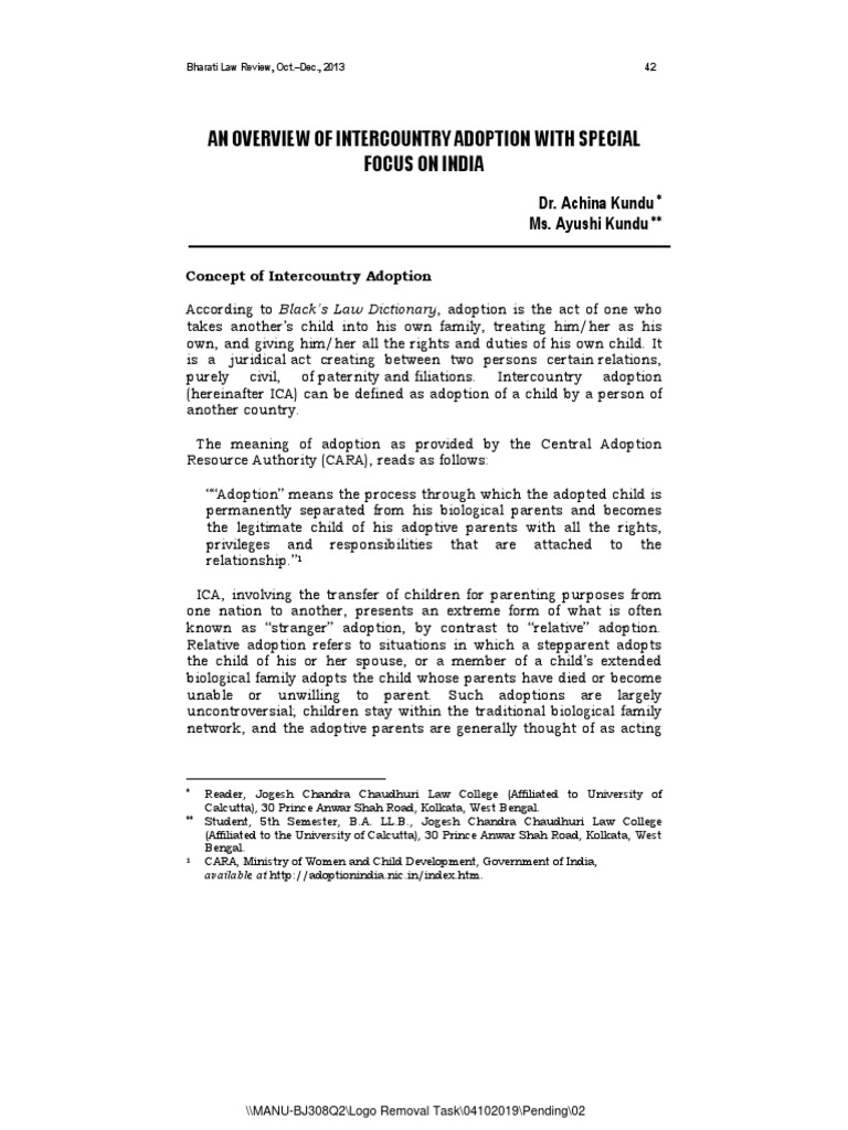 Inter Country Adoption Pdf Kinship And Descent Social Institutions