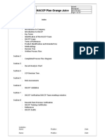 HACCP Plan Orange Juice: Index