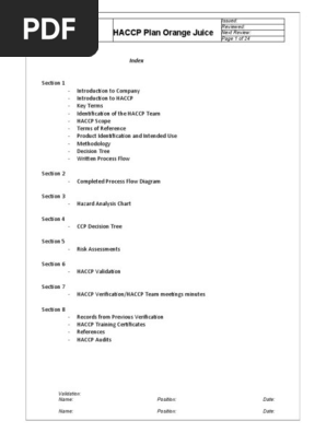 HACCP PLAN