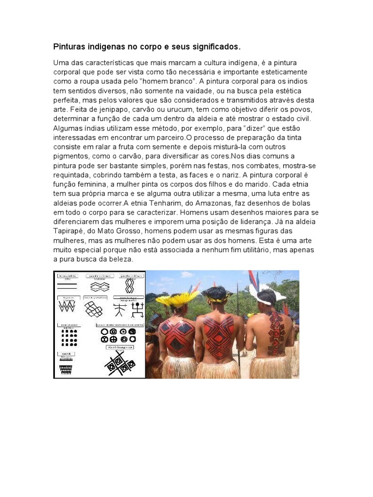 Pintura corporal indígena e seus significados | PDF